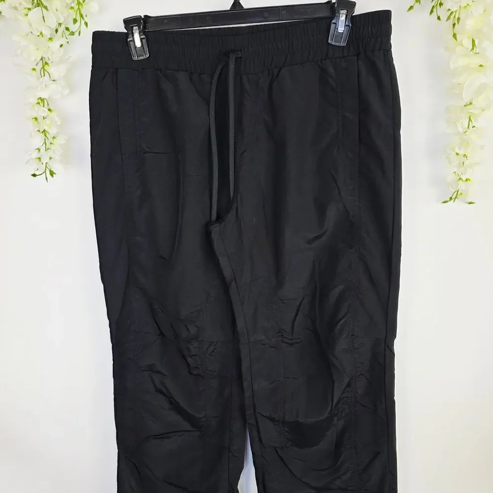 Lorna Jane Track Pants Large Black Drawstring Athletic Athleisure Y2K Gorpcore
